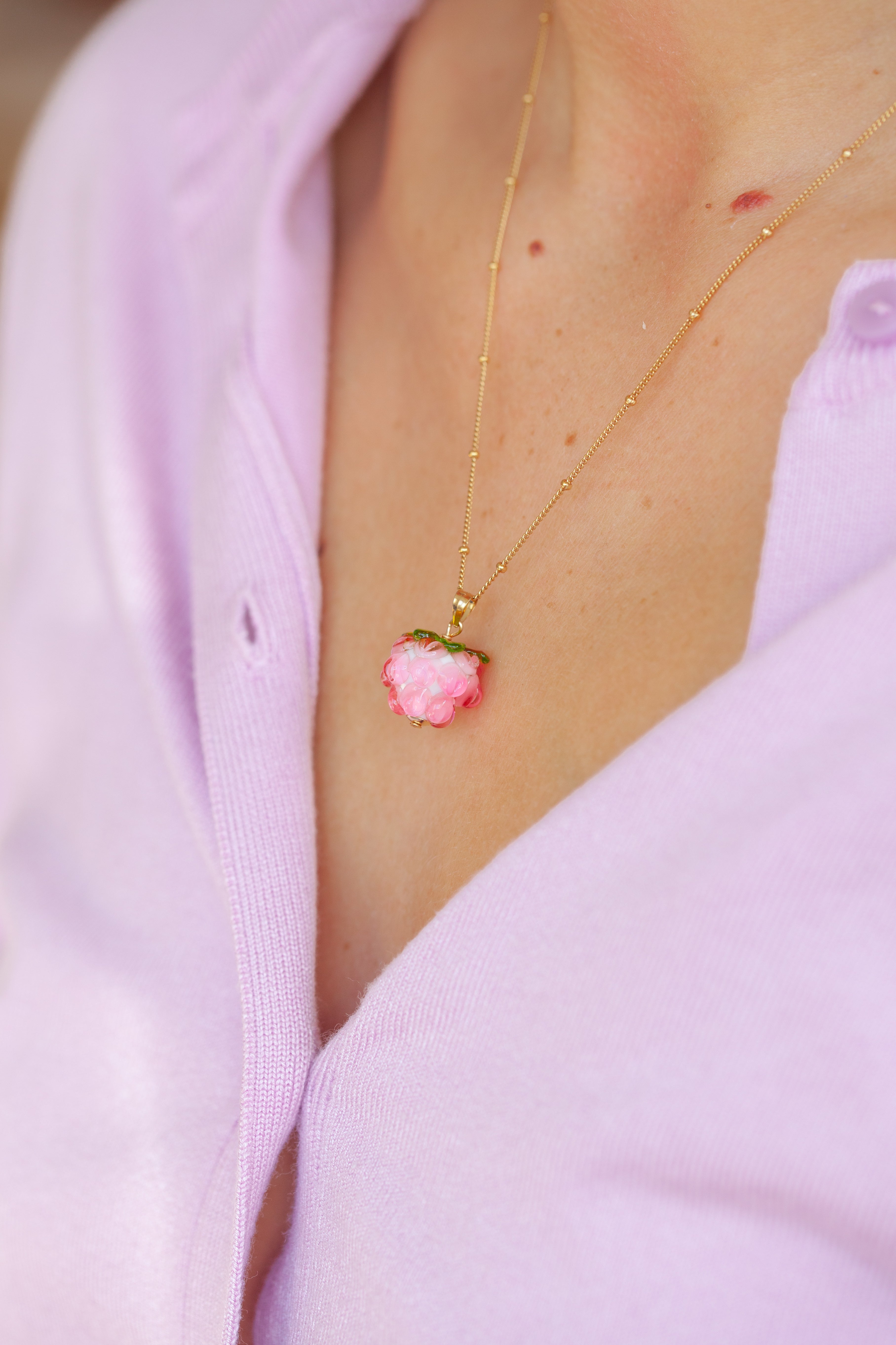 Summer Berry Charm Necklace Picnic Blanket