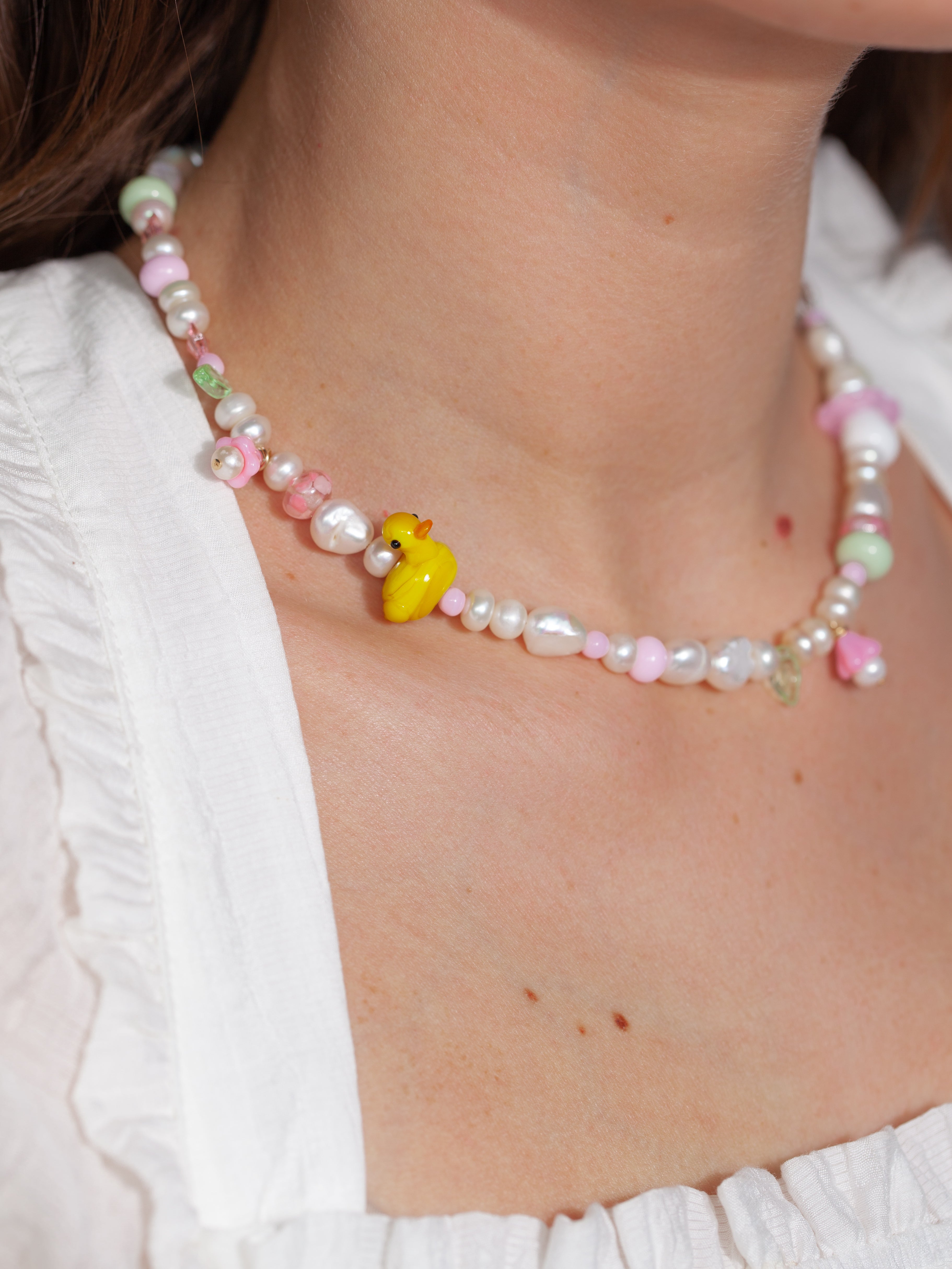 Ducky Love Necklace Picnic Blanket