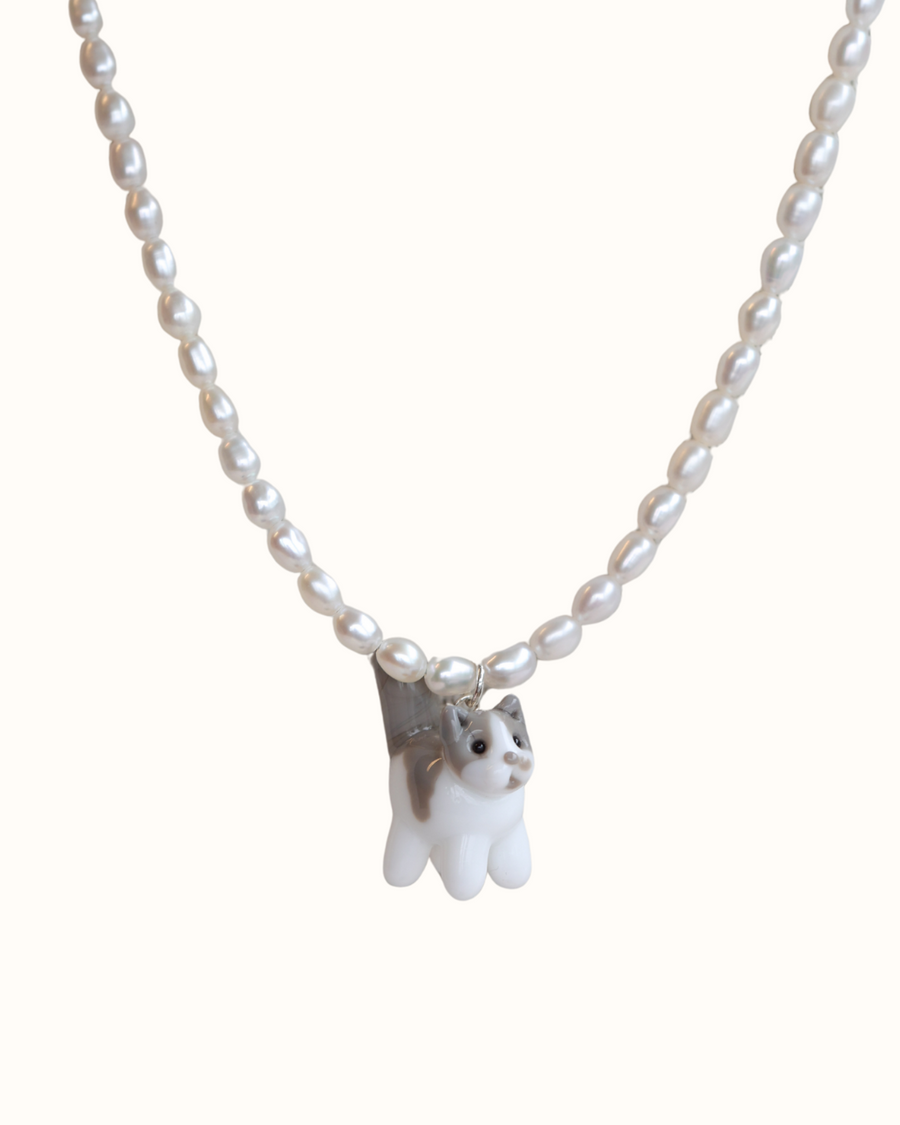 Pearly Kitty Necklace with CUSTOM Kitty *Extended Pre-Order 22-26 weeks - Limited Slots Available*