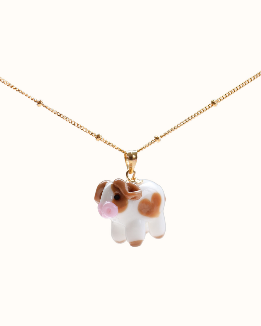 Daisy Cow Charm Necklace