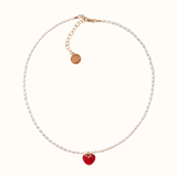 Pearly Red Love Heart Necklace