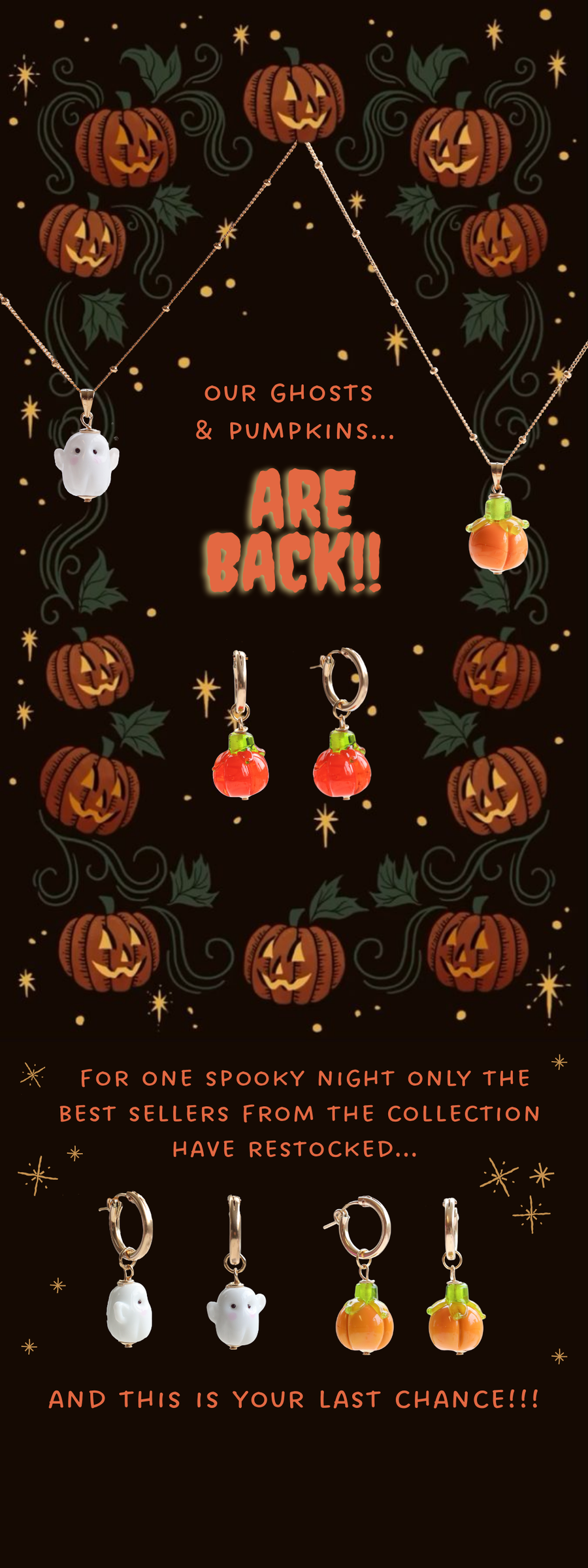 Pumpkin Charm Necklace (Iridescent)