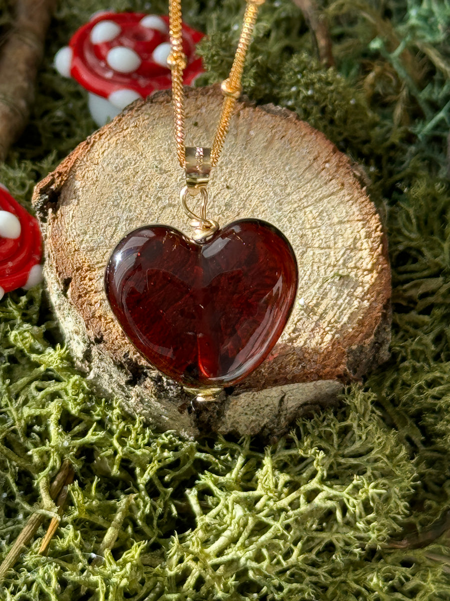 Autumn Heart Charm Necklace