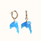 Transparent Blue Dolphin Earrings
