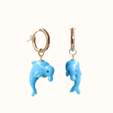 Opaque Blue Dolphin Earrings