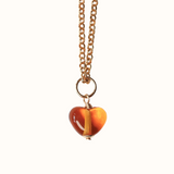 Little Amber Heart Charm Necklace
