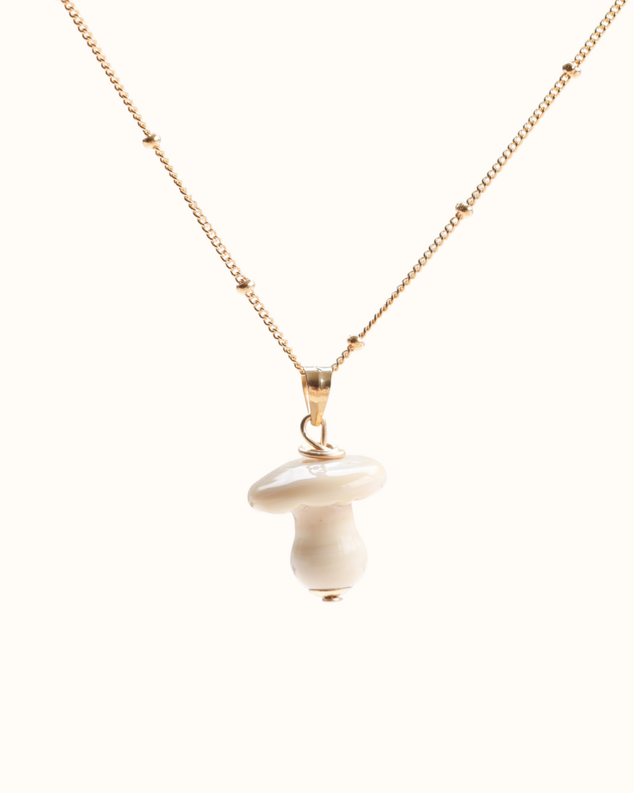 Button Mushroom Charm Necklace