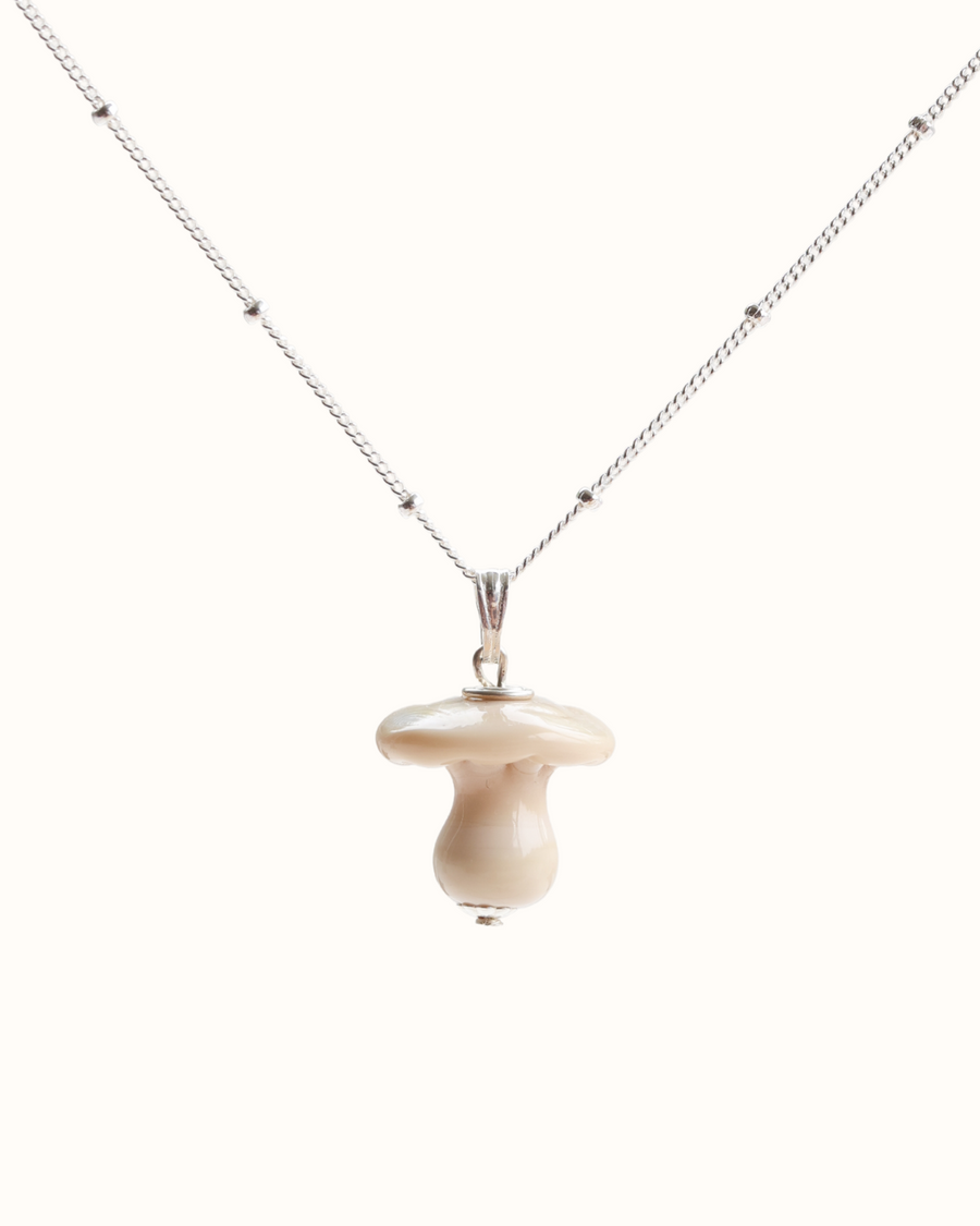 Button Mushroom Charm Necklace
