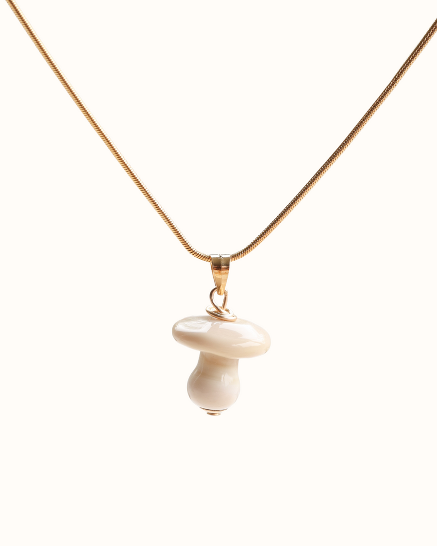 Button Mushroom Charm Necklace