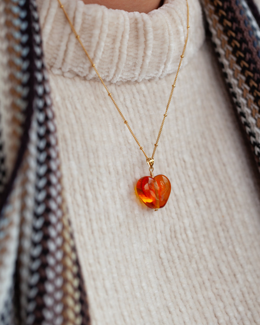 Autumn Heart Charm Necklace