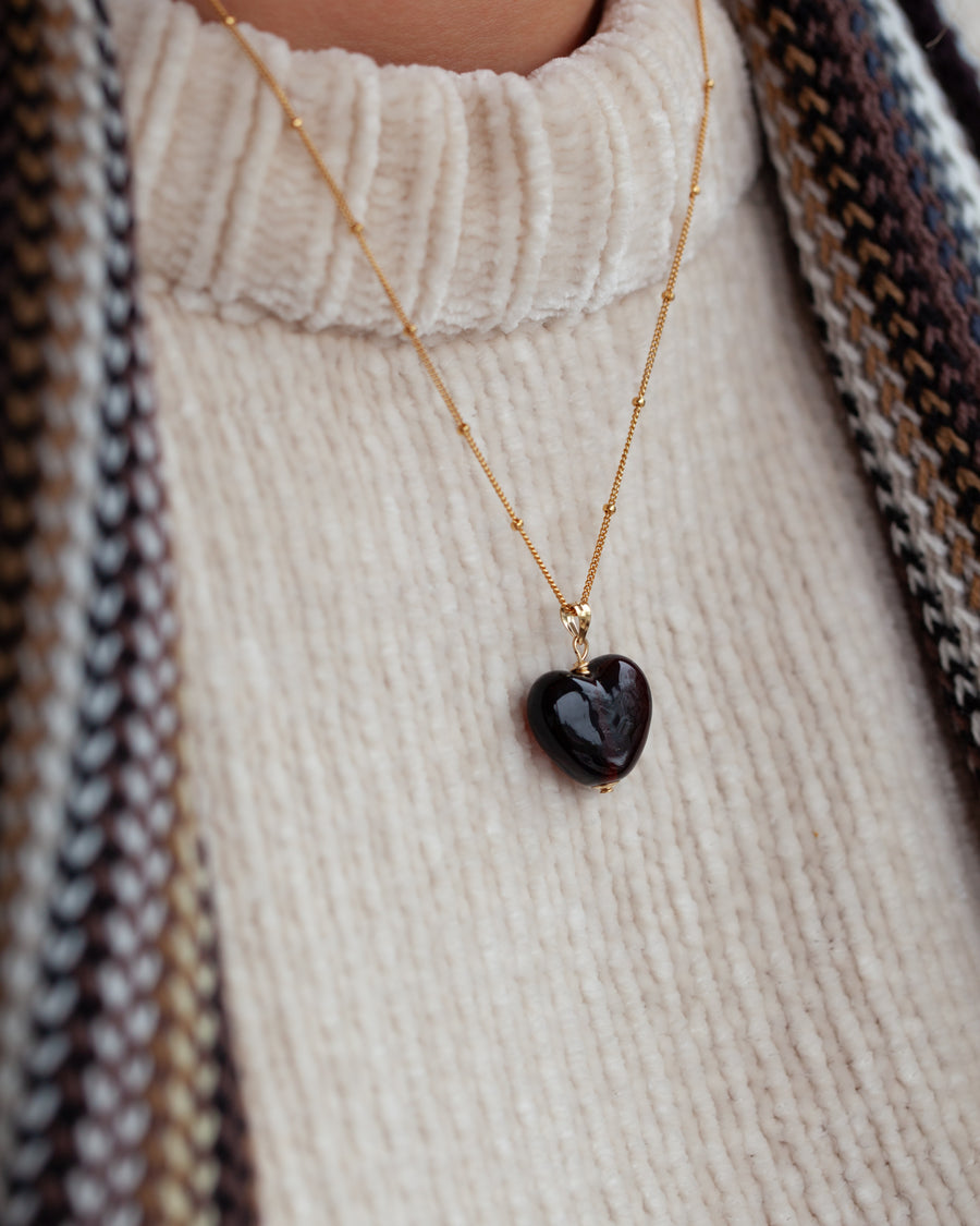 Autumn Heart Charm Necklace