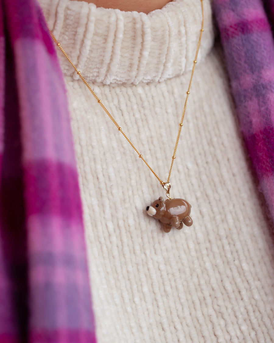 Grizzly Bear Charm Necklace