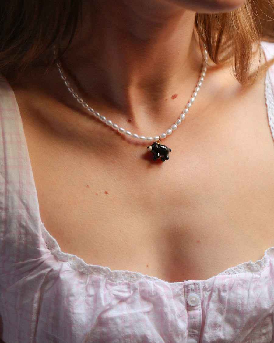 Black Bear Pearly Necklace