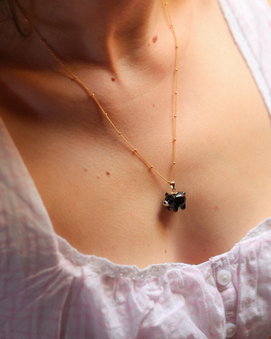 Black Bear Charm Necklace