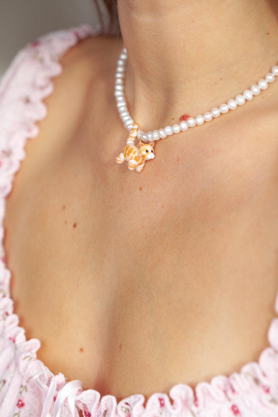 Pearly Kitty Necklace with CUSTOM Kitty *Extended Pre-Order 22-26 weeks - Limited Slots Available*