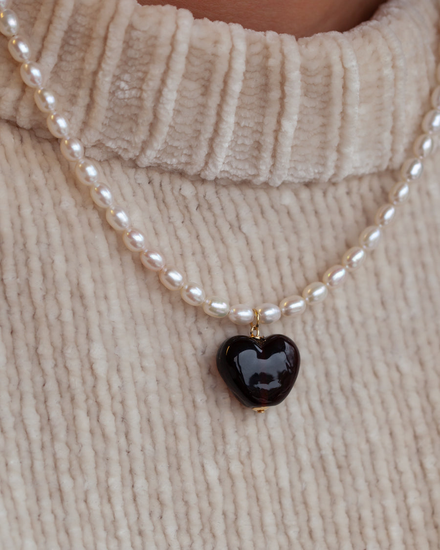Pearly Autumn Heart Necklace