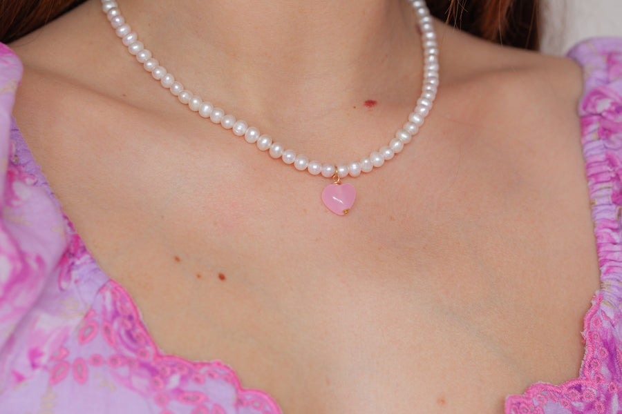 Pearly Love Heart Necklace