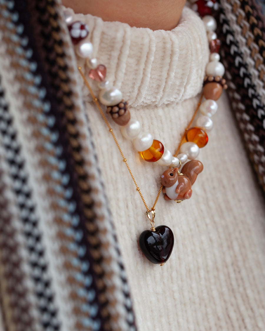 Autumn Heart Charm Necklace
