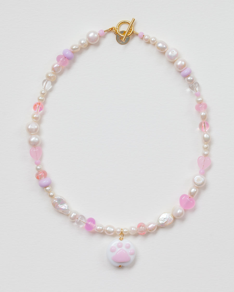 Paw Print Necklace (Pink & White)