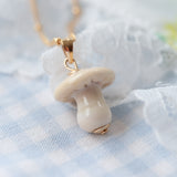 Button Mushroom Charm Necklace