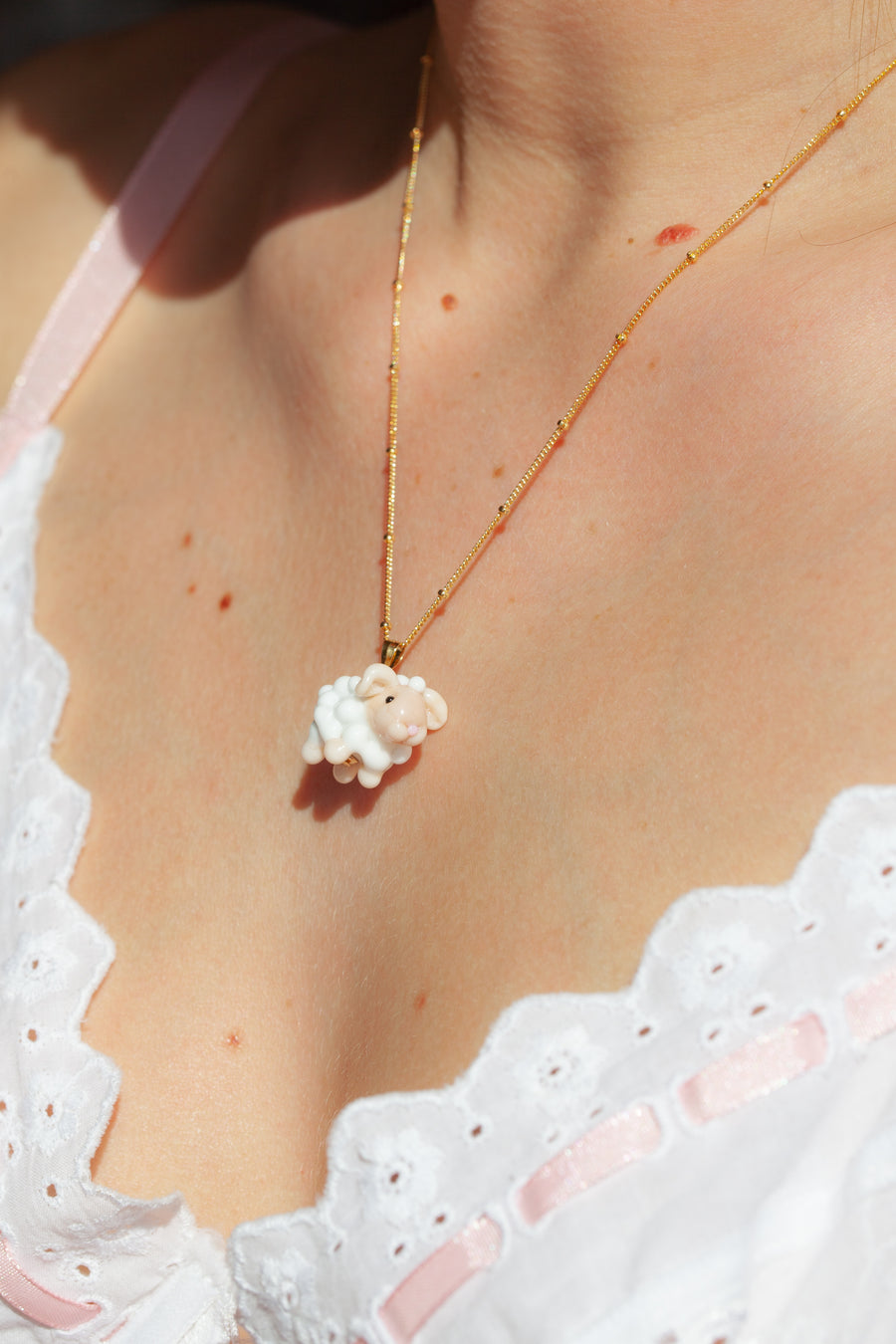 Fluffy Sheep Charm Necklace