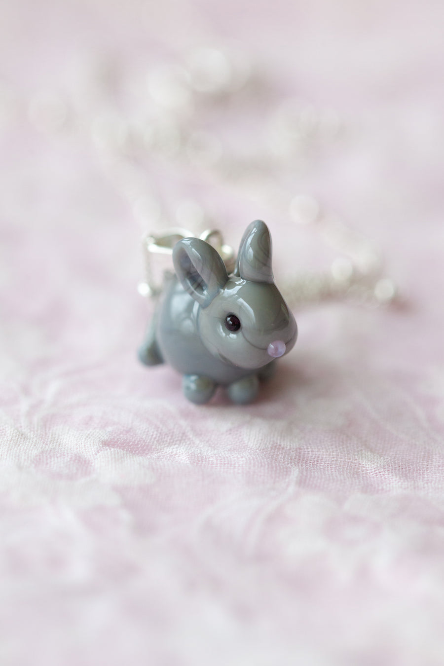 Tiny Grey Bunny Necklace