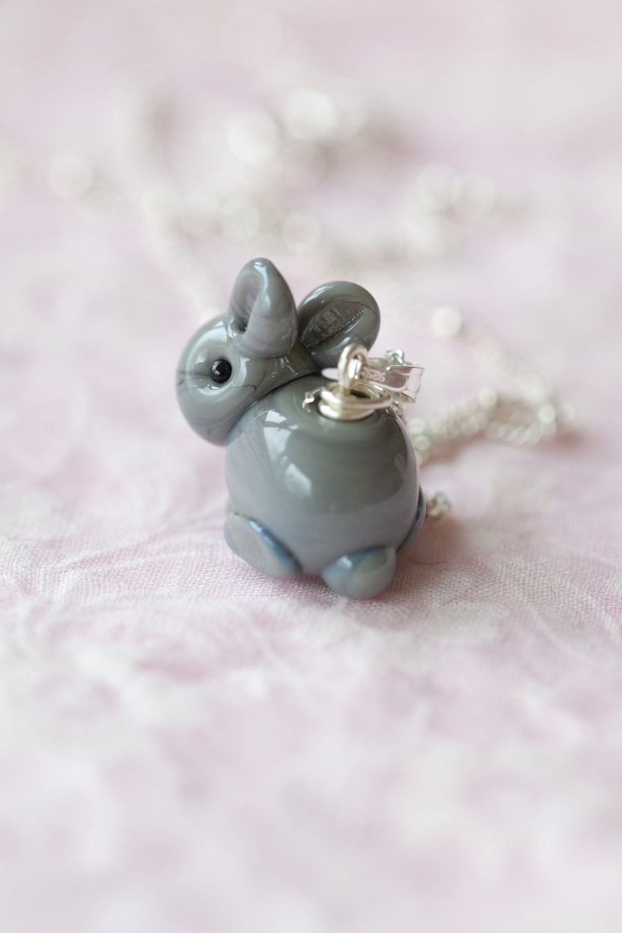 Tiny Grey Bunny Necklace