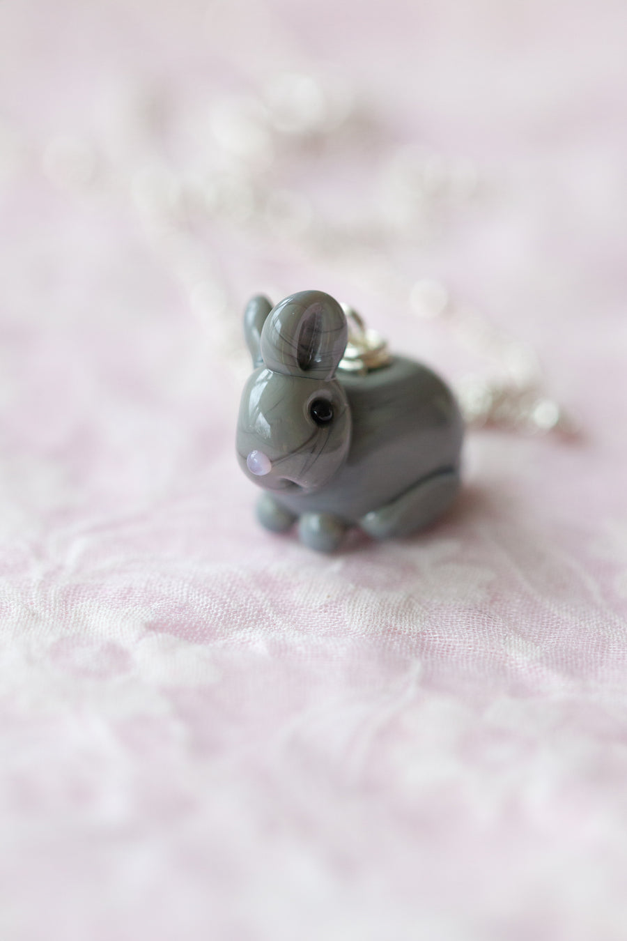 Tiny Grey Bunny Necklace