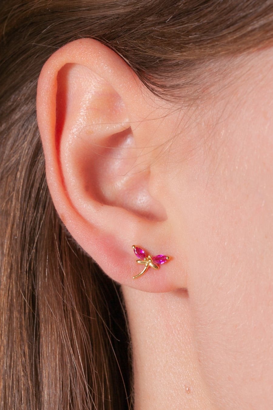 Fuchsia Dragonfly Stud Earring