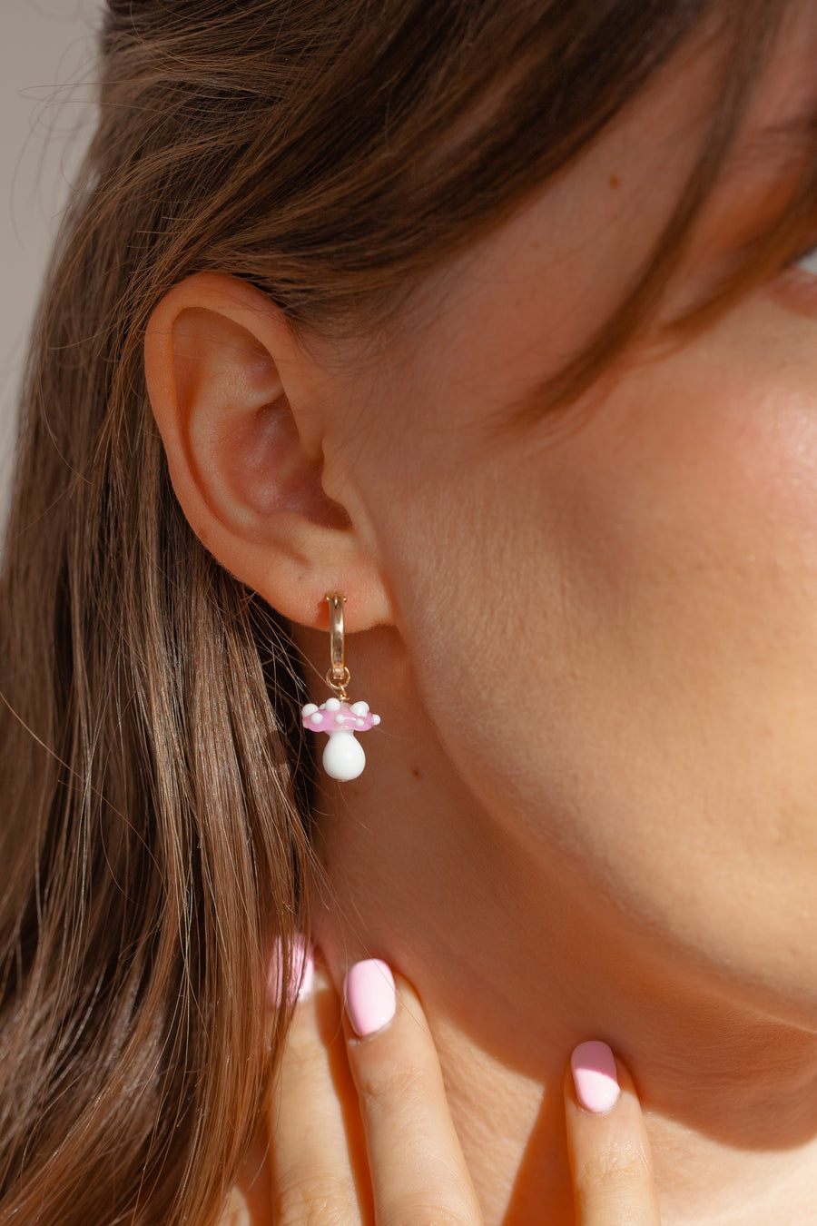 Toadstool Earrings in Baby Pink