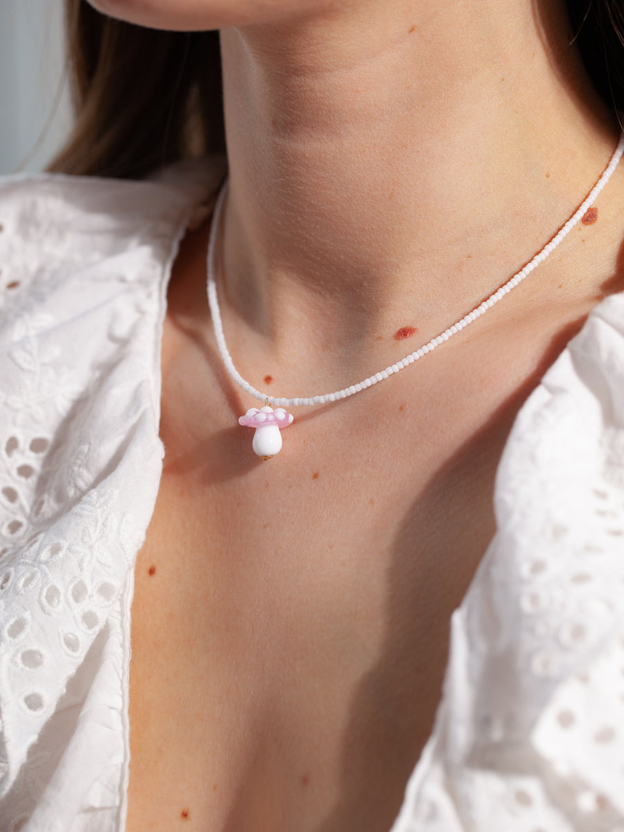 Baby Pink Toadstool Necklace