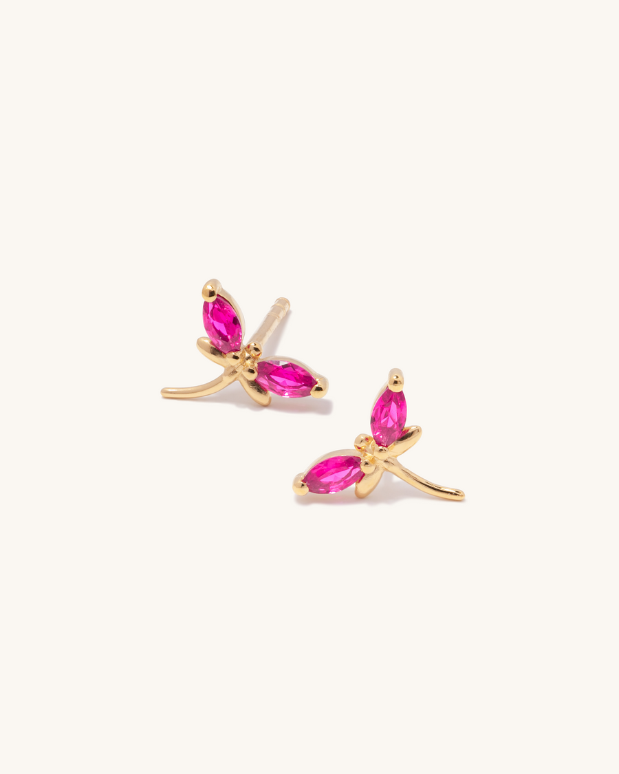 Fuchsia Dragonfly Stud Earring