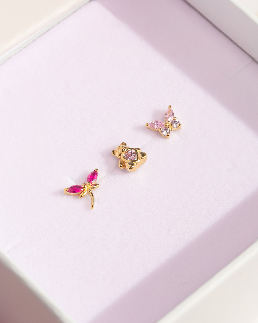 Fuchsia Dragonfly Stud Earring