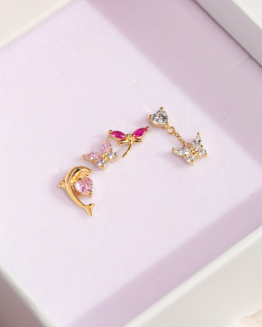 Princess Drop Chain Stud Earring